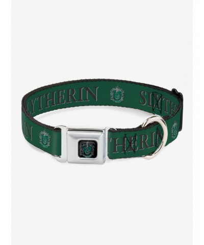 Harry Potter Slytherin Crest Green Black Seatbelt Buckle Dog Collar $11.95 Pet Collars