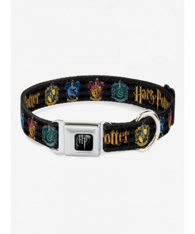 Harry Potter Hufflepuff Ravenclaw Gryffindor Slytherin Seatbelt Buckle Dog Collar $8.72 Pet Collars