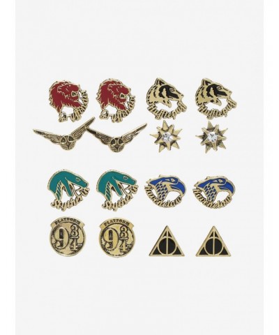 Harry Potter Hogwarts Houses Stud Earring Set $6.32 Earring Set