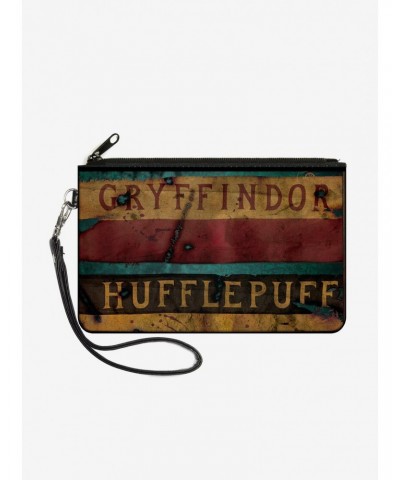 Harry Potter Gryffindor Hufflepuff Burnt Banners Wallet Canvas Zip Clutch $6.69 Clutches