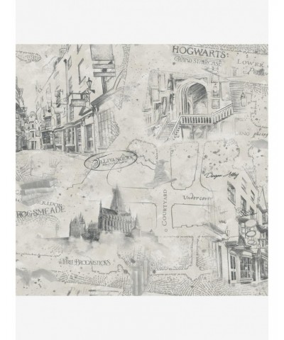 Harry Potter Taupe Map Peel & Stick Wallpaper $24.43 Wallpapers
