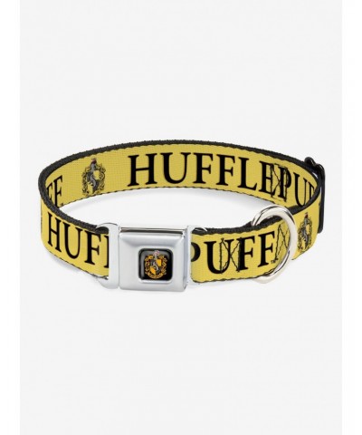 Harry Potter Hufflepuff Crest Yellow Black Seatbelt Buckle Dog Collar $7.97 Pet Collars