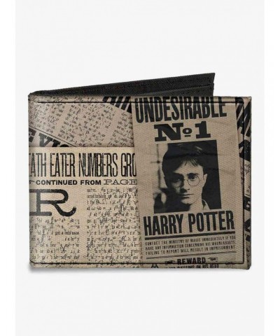 Harry Potter Newspaper Headlines Undesirable No 1 Canvas Bifold Wallet $10.24 Wallets