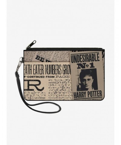 Harry Potter Newspaper Headlines Undesirable No 1 Wallet Canvas Zip Clutch $8.51 Clutches